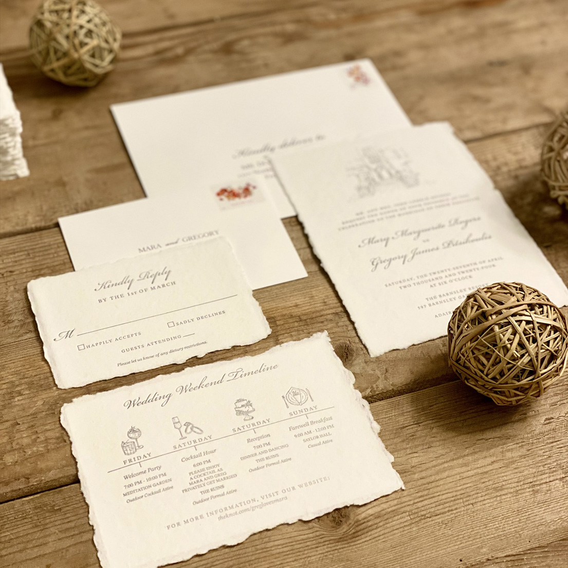 Hand Made Paper Invitations for a Georgia Wedding